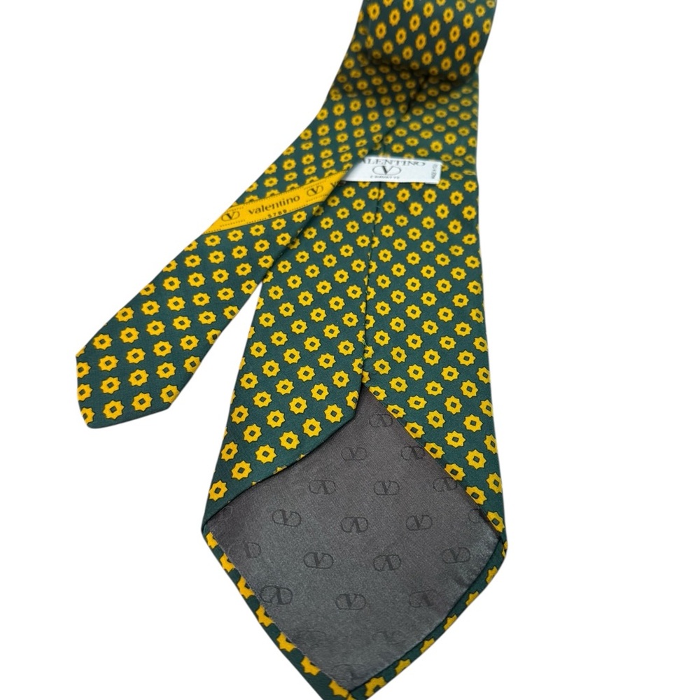 Valentino Green and Yellow Patterned Tie - Picture 3 of 3